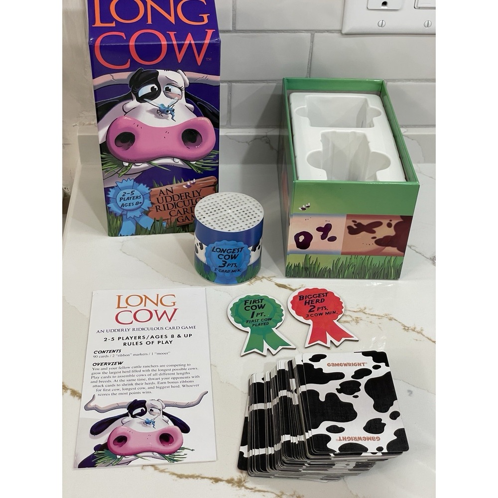 Long Cow Udderly Ridiculous Card Game GameWright‎ Games 2018 Used Complete Open